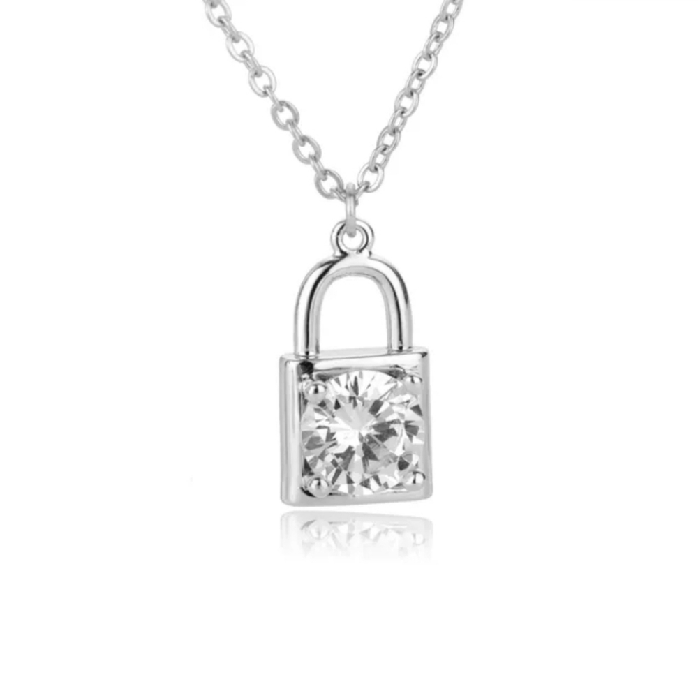 Cute Mini Silver Pad Lock Necklace